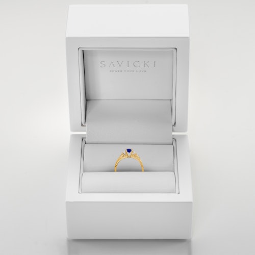 Pierścionek Heart of the Ocean: złoty, niebieski szafir